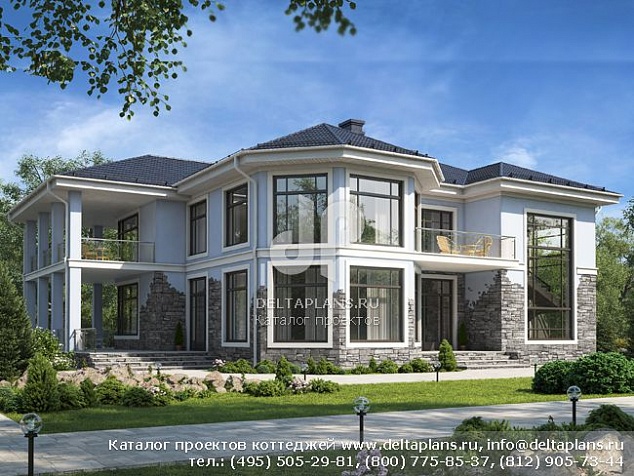 V-267-1K Проект дома с большими окнами и террасой