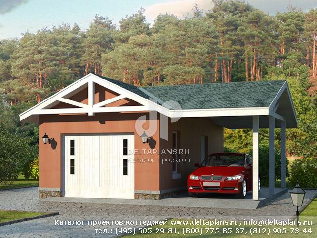 Проект гаража с вальмовой крышей