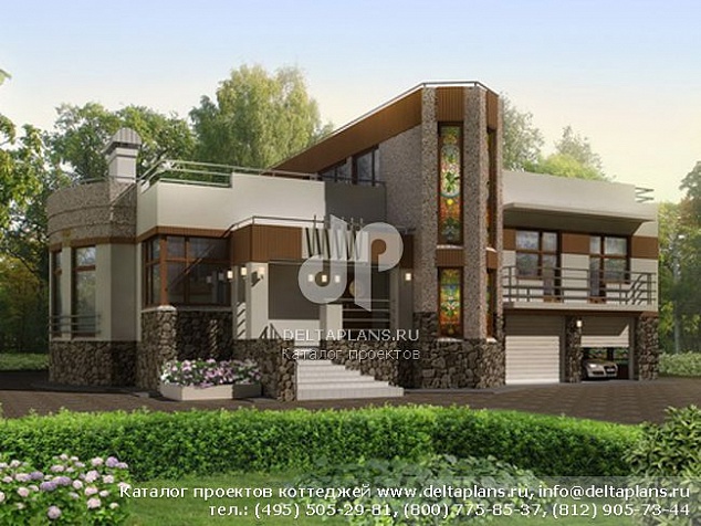 K-404-1P Проект большого дома с зимним садом, сауной и гаражом