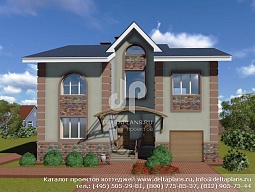 E-193-1K Двухэтажный дом с цоколем и гаражом