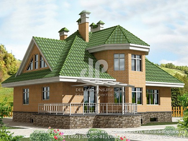 E-305-1P Двухэтажный цокольный дом с винтовой лестницей и сауной